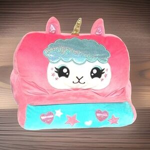 Bee Happy Llama Unicorn Plush Tablet Holder Kids Pink Soft Stand Travel